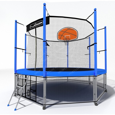 Батут с баскетбольным кольцом I-JUMP BASKET 8ft синий